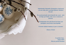 Mesaj de felicitare cu prilejul Sfintelor Sărbători Pascale